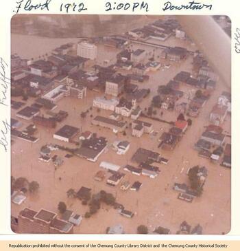 Downtown Elmira view from a helicopter