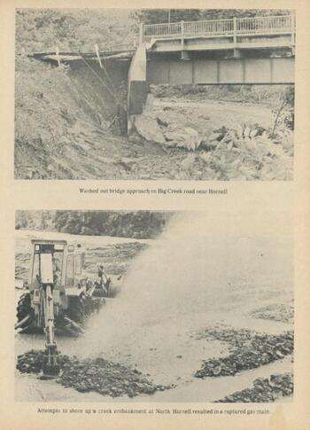 washed out bridge and ruptured gas line